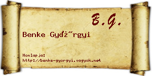 Benke Györgyi névjegykártya